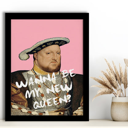 King Henry Viii Print Altered Art Vintage Portrait Pink Wall Art, Framed Art Prints Wall Decor