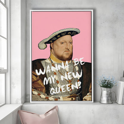 King Henry Viii Print Altered Art Vintage Portrait Pink Wall Art, Framed Canvas Prints Wall Art