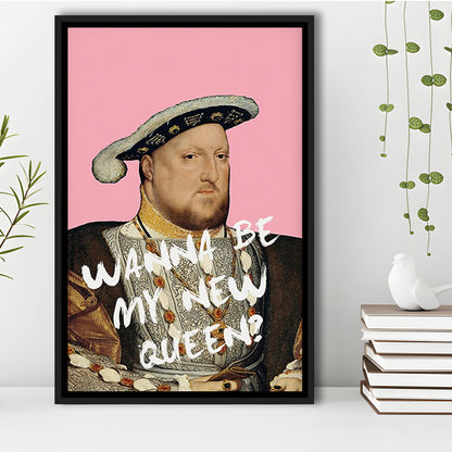 King Henry Viii Print Altered Art Vintage Portrait Pink Wall Art, Framed Canvas Prints Wall Art