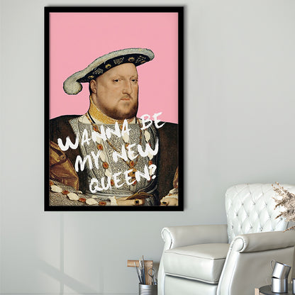 King Henry Viii Print Altered Art Vintage Portrait Pink Wall Art, Framed Art Prints Wall Decor