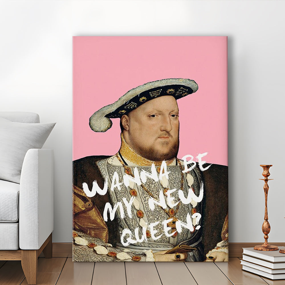 King Henry Viii Print Altered Art Vintage Portrait Pink Wall Art, Canvas Prints Wall Art