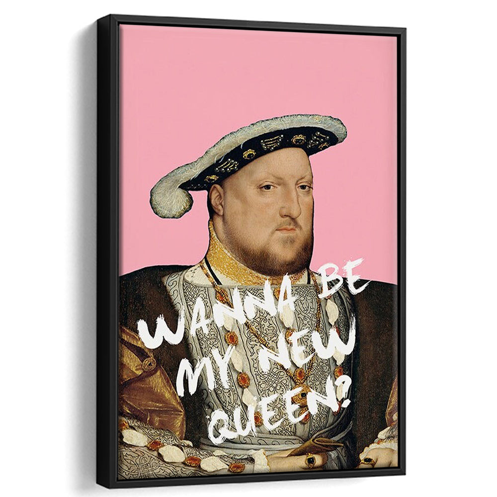 King Henry Viii Print Altered Art Vintage Portrait Pink Wall Art, Framed Canvas Prints Wall Art