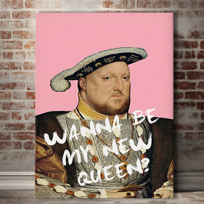 King Henry Viii Print Altered Art Vintage Portrait Pink Wall Art, Canvas Prints Wall Art