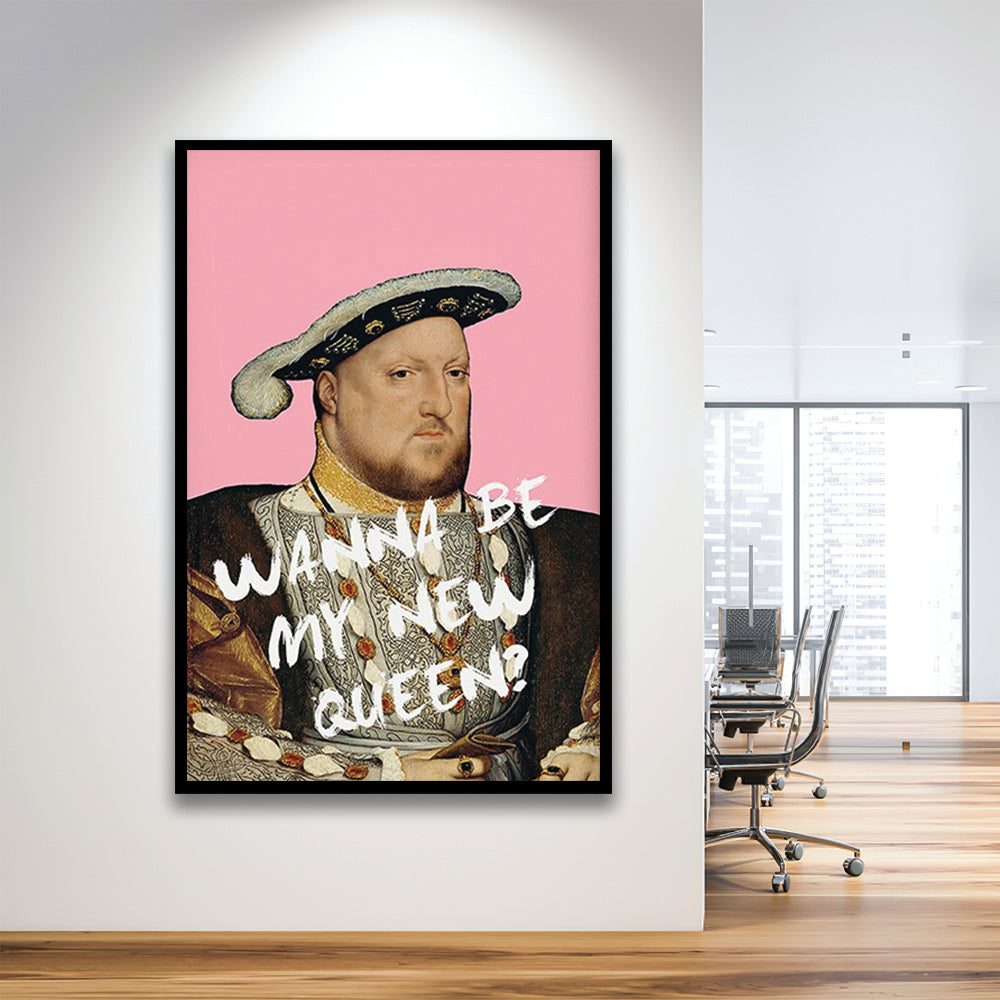 King Henry Viii Print Altered Art Vintage Portrait Pink Wall Art, Framed Art Prints Wall Decor