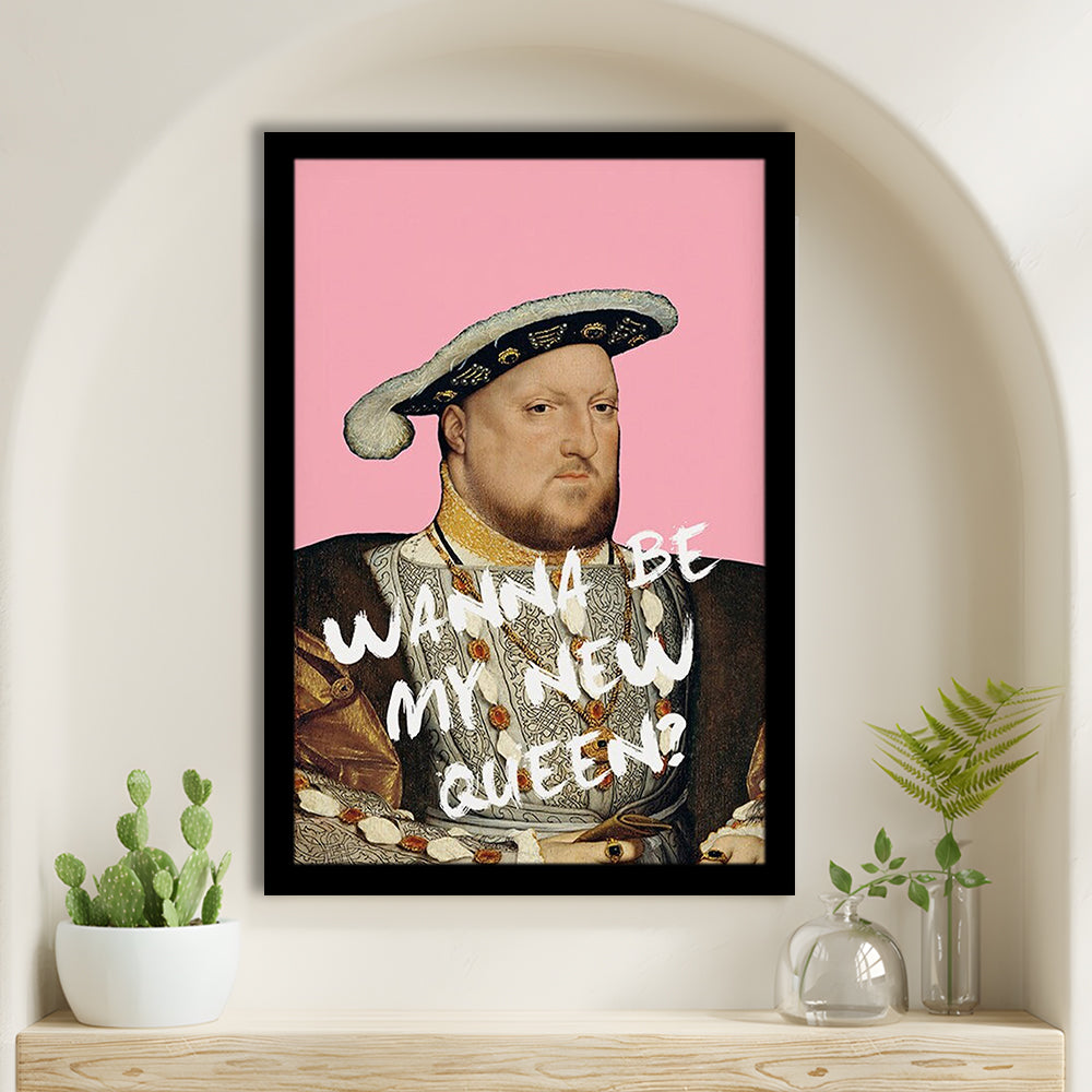 King Henry Viii Print Altered Art Vintage Portrait Pink Wall Art, Framed Art Prints Wall Decor