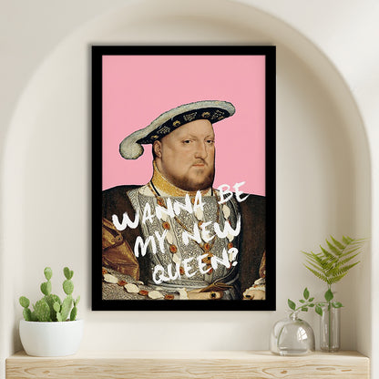 King Henry Viii Print Altered Art Vintage Portrait Pink Wall Art, Framed Art Prints Wall Decor