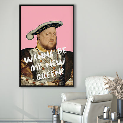 King Henry Viii Print Altered Art Vintage Portrait Pink Wall Art, Framed Canvas Prints Wall Art