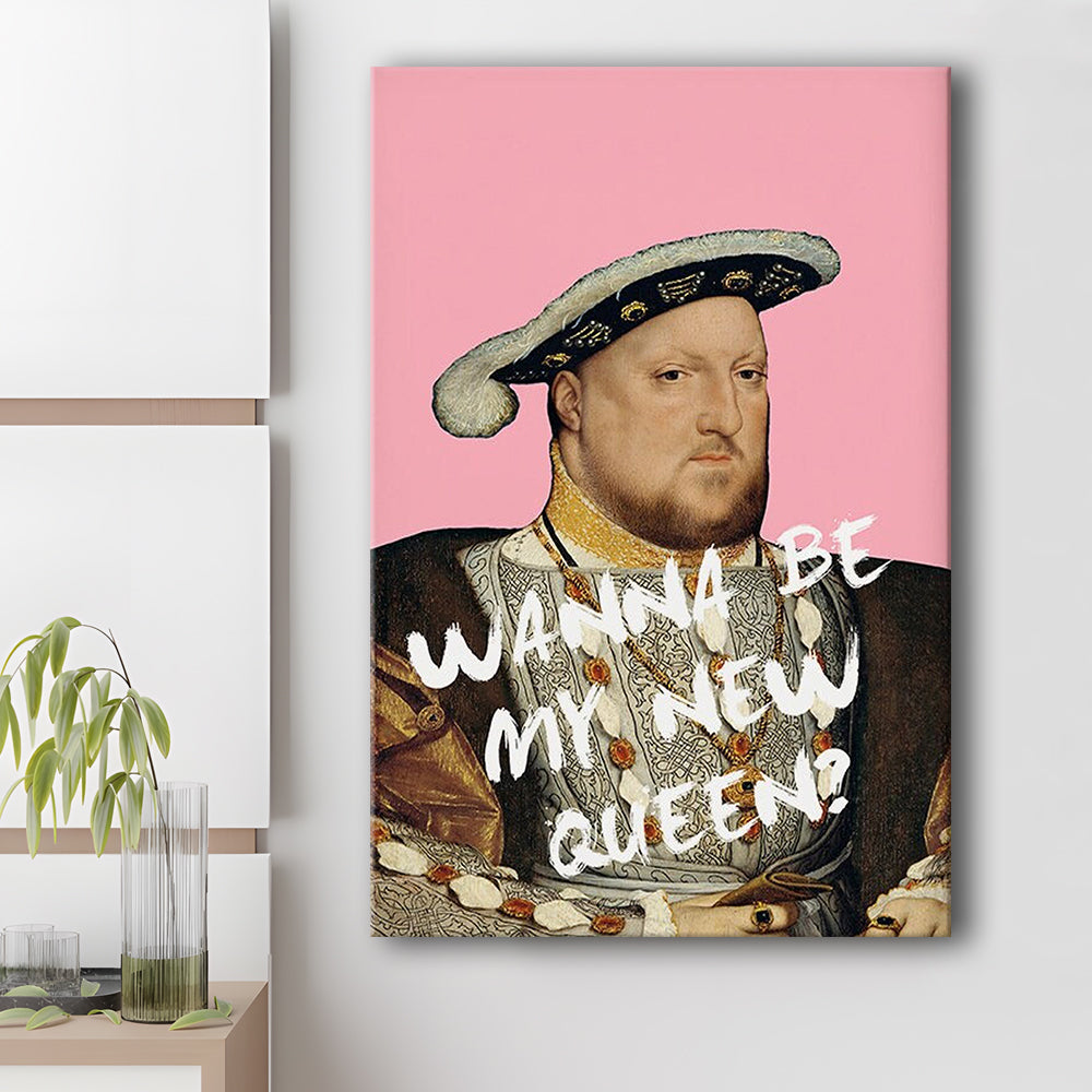 King Henry Viii Print Altered Art Vintage Portrait Pink Wall Art, Canvas Prints Wall Art