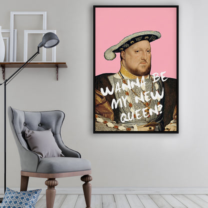 King Henry Viii Print Altered Art Vintage Portrait Pink Wall Art, Framed Canvas Prints Wall Art