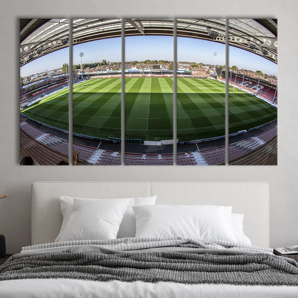 Kingsholm Stadium, Stadium Canvas, Sport Art, 5 Panel B, Extra Large Canvas, Canvas Print Wall Art