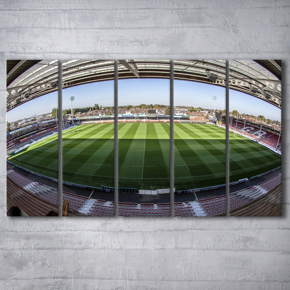 Kingsholm Stadium, Stadium Canvas, Sport Art, 5 Panel B, Extra Large Canvas, Canvas Print Wall Art