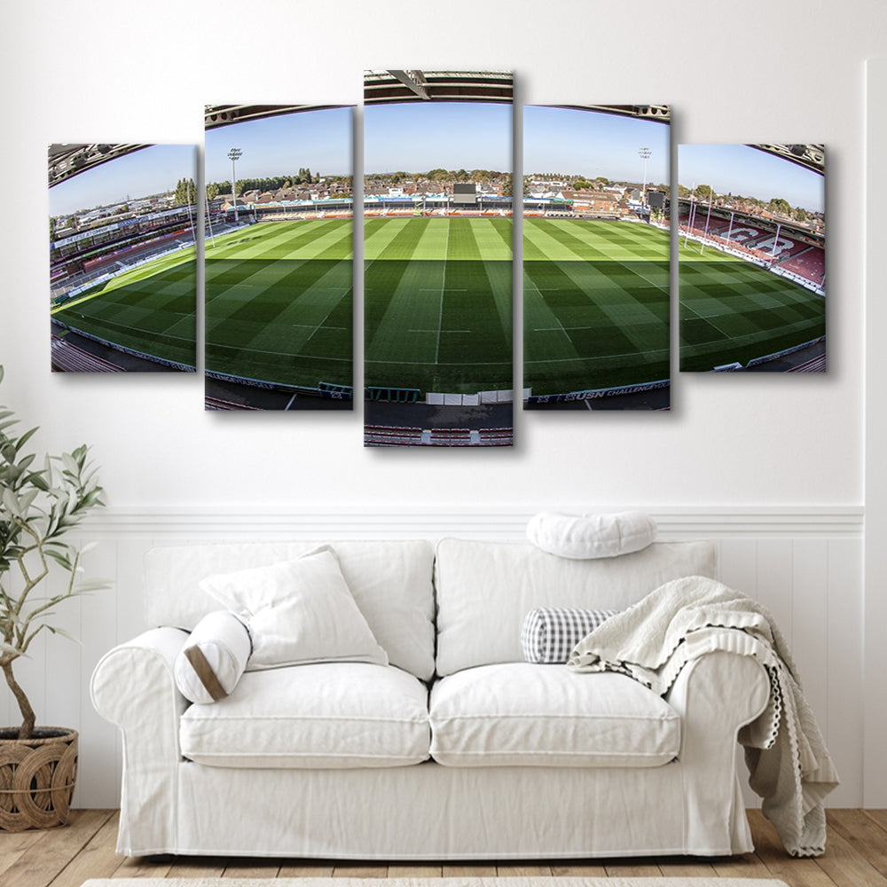 Kingsholm Stadium, Stadium Canvas, Sport Art, Gift for him, 5 Panel, Large Canvas, Canvas Print Wall Art