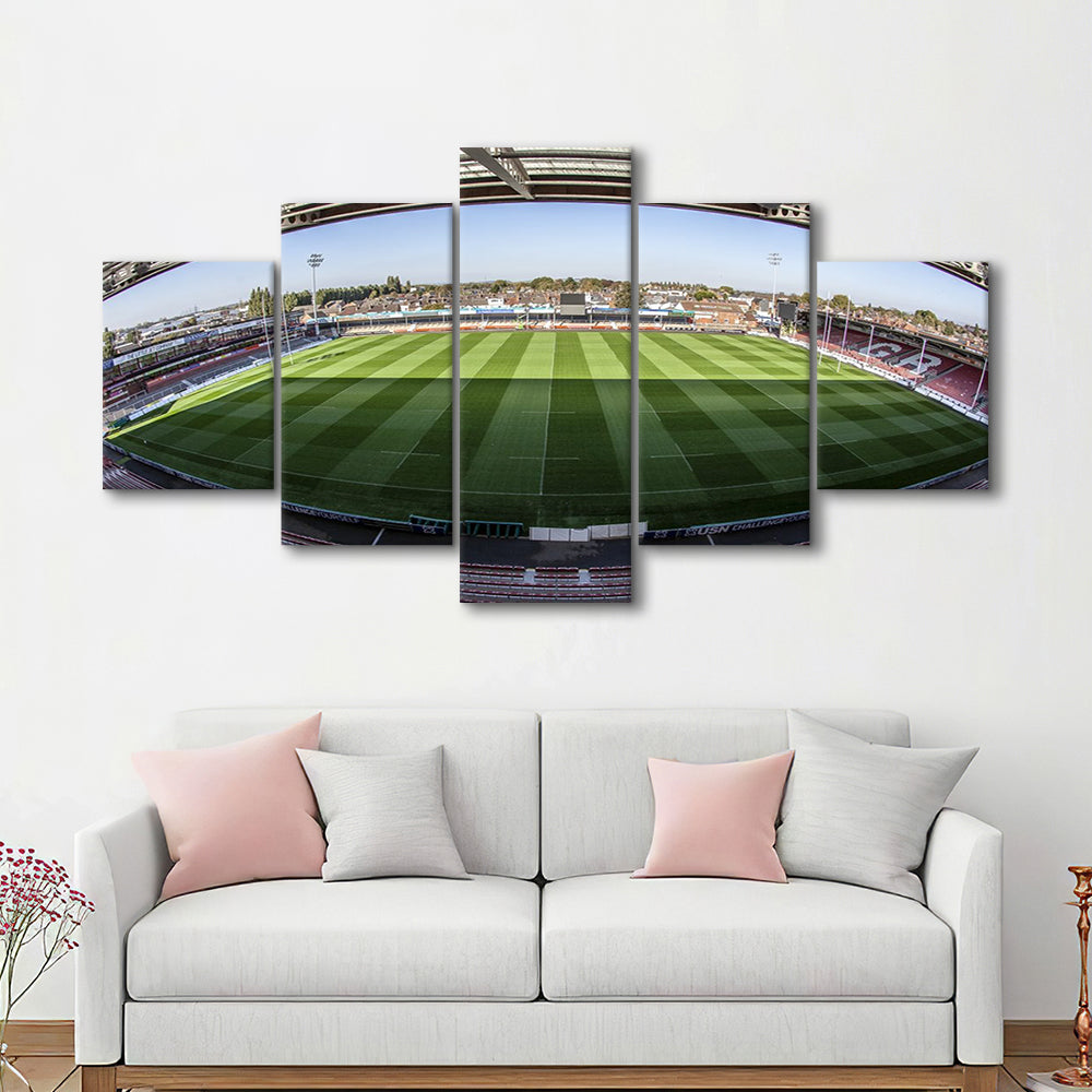 Kingsholm Stadium, Stadium Canvas, Sport Art, Gift for him, 5 Panel, Large Canvas, Canvas Print Wall Art