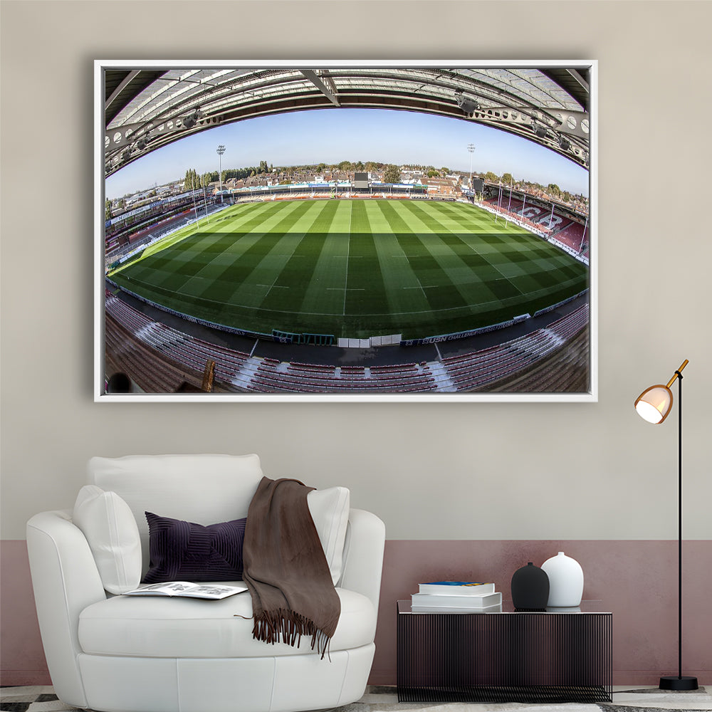 Kingsholm Stadium, Stadium Canvas, Sport Art, Framed Canvas Print Wall Art, Floating Frame