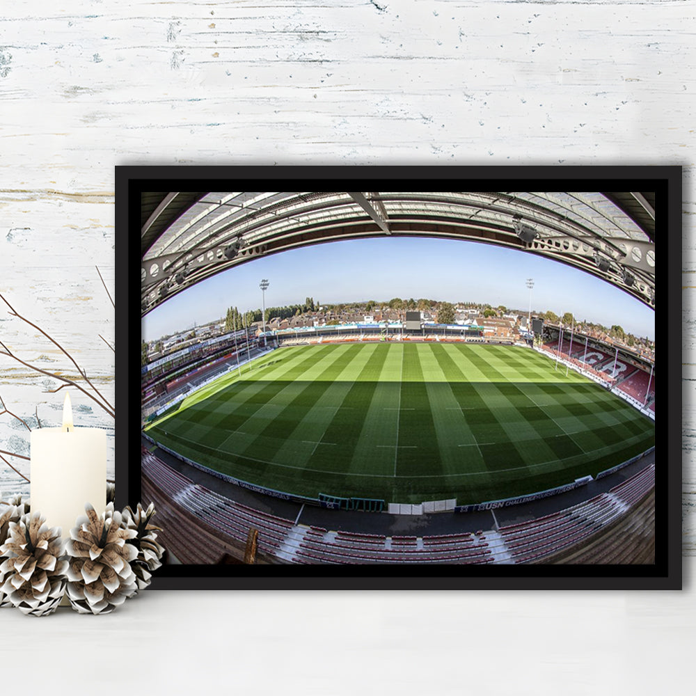 Kingsholm Stadium, Stadium Canvas, Sport Art, Framed Canvas Print Wall Art, Floating Frame