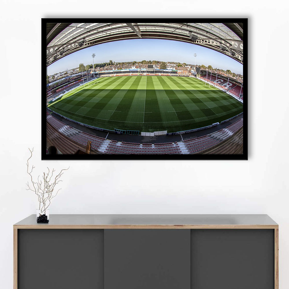 Kingsholm Stadium, Stadium Canvas, Sport Art, Gift for him, Framed Art Print Wall Decor, Picture Framed