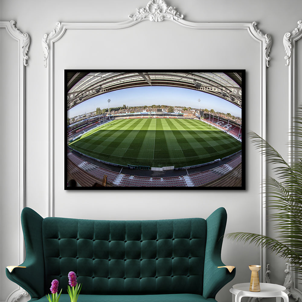 Kingsholm Stadium, Stadium Canvas, Sport Art, Gift for him, Framed Art Print Wall Decor, Picture Framed