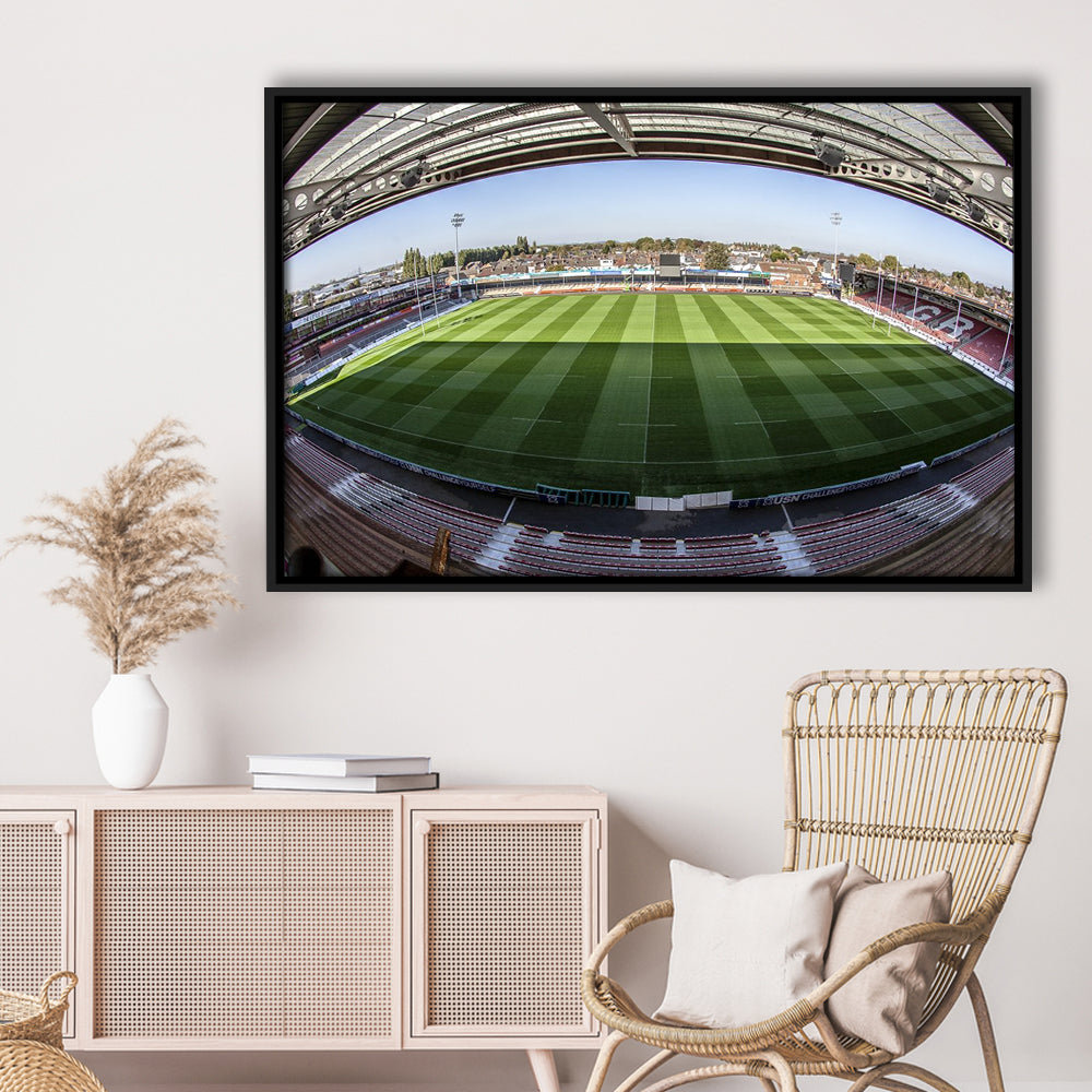 Kingsholm Stadium, Stadium Canvas, Sport Art, Framed Canvas Print Wall Art, Floating Frame