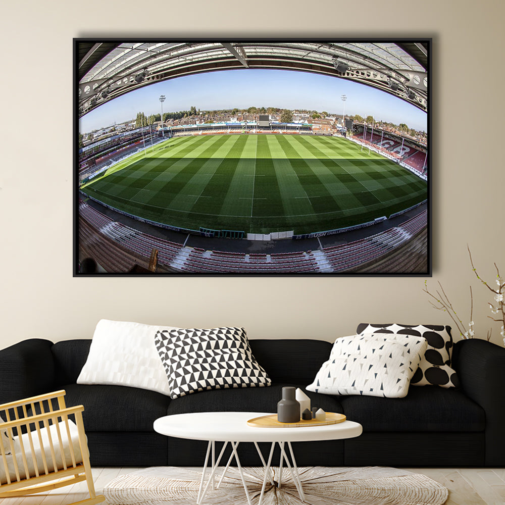 Kingsholm Stadium, Stadium Canvas, Sport Art, Framed Canvas Print Wall Art, Floating Frame