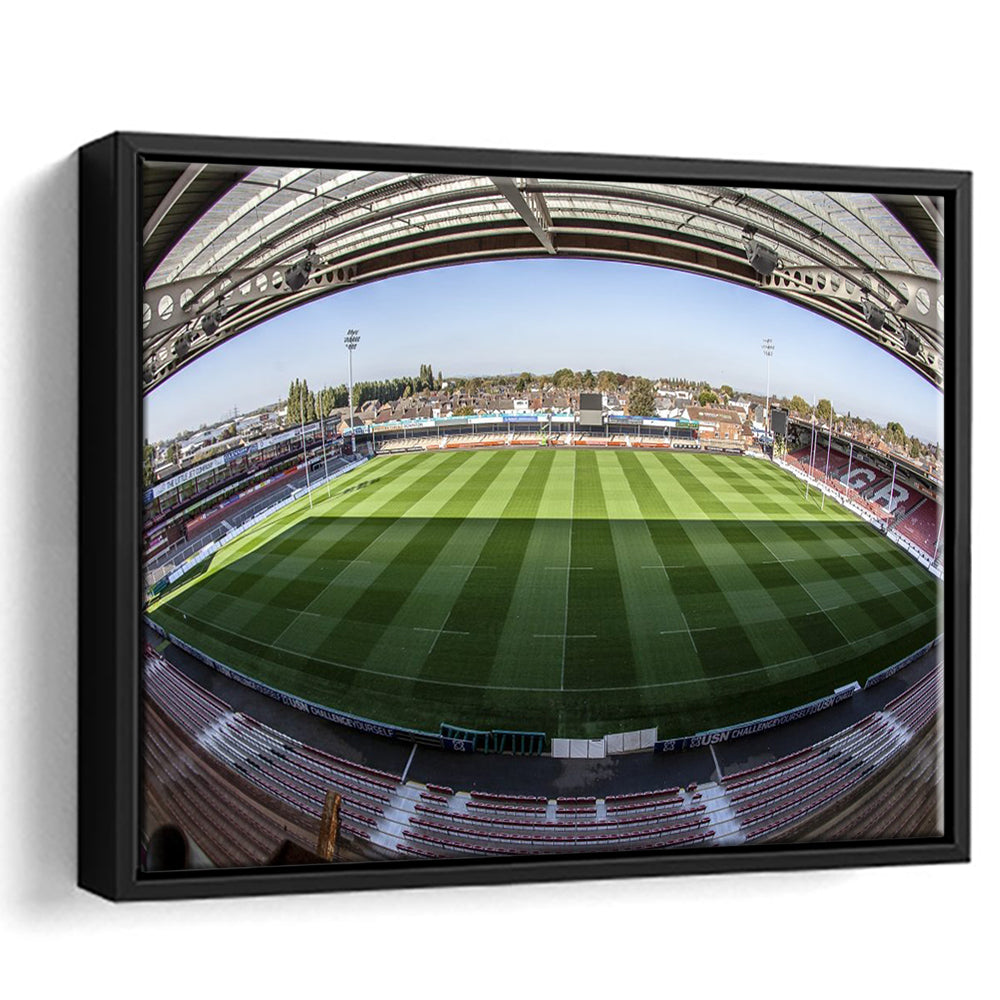 Kingsholm Stadium, Stadium Canvas, Sport Art, Framed Canvas Print Wall Art, Floating Frame