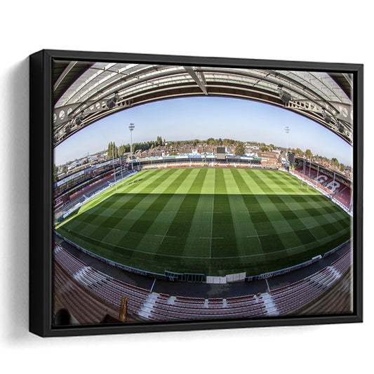 Kingsholm Stadium, Stadium Canvas, Sport Art, Framed Canvas Print Wall Art, Floating Frame