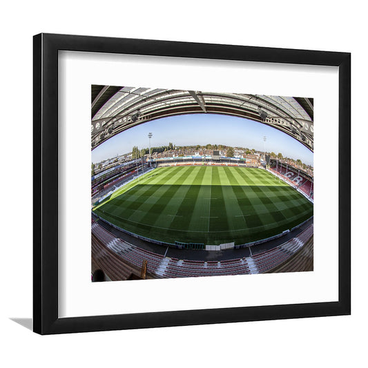 Kingsholm Stadium, Stadium Canvas, Sport Art, Gift for him, White Border Framed Art Print Wall Decor