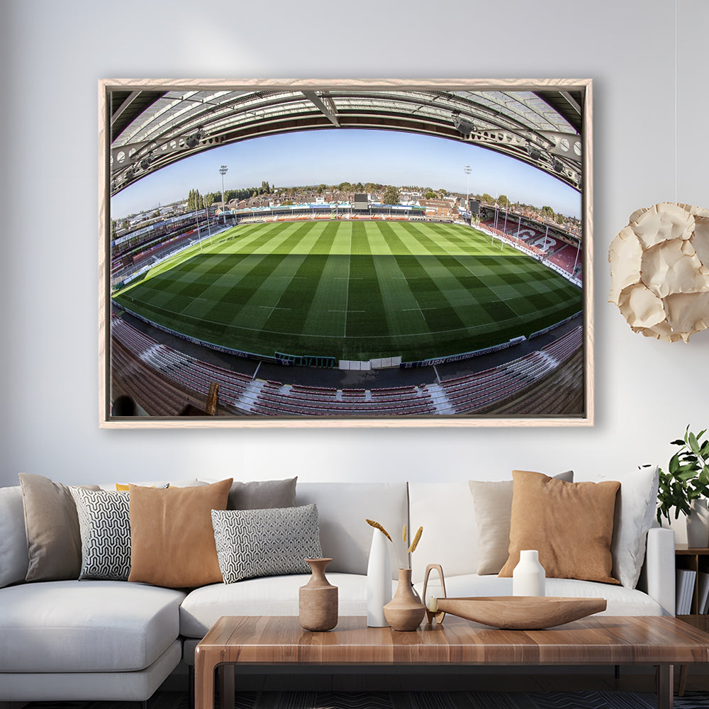 Kingsholm Stadium, Stadium Canvas, Sport Art, Framed Canvas Print Wall Art, Floating Frame