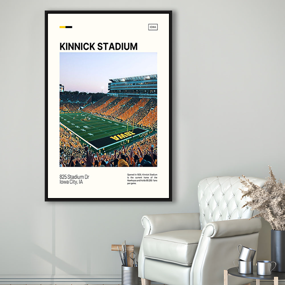 Kinnick Stadium Print, Iowa Hawkeyes Stadium Canvas Art, Man Cave Gift, Floating Framed Canvas Print Wall Art