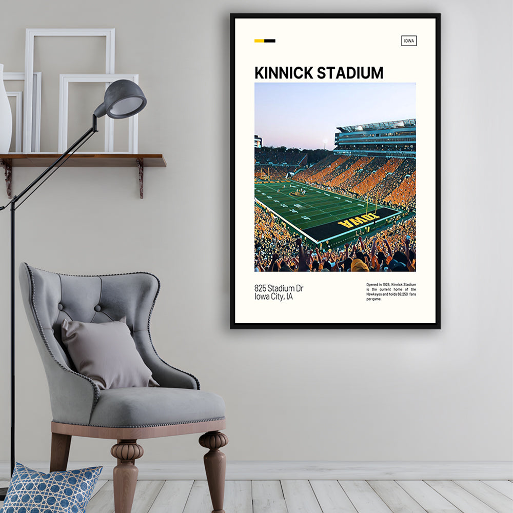 Kinnick Stadium Print, Iowa Hawkeyes Stadium Canvas Art, Man Cave Gift, Floating Framed Canvas Print Wall Art