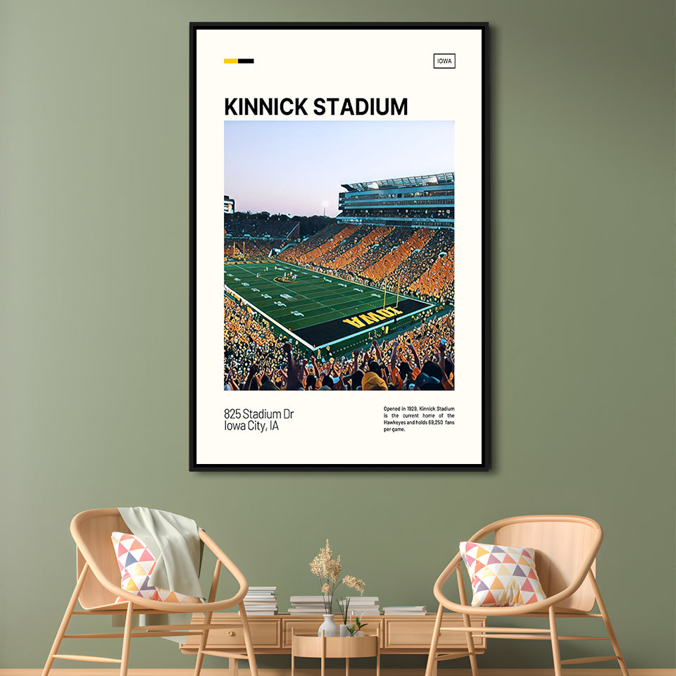 Kinnick Stadium Print, Iowa Hawkeyes Stadium Canvas Art, Man Cave Gift, Floating Framed Canvas Print Wall Art