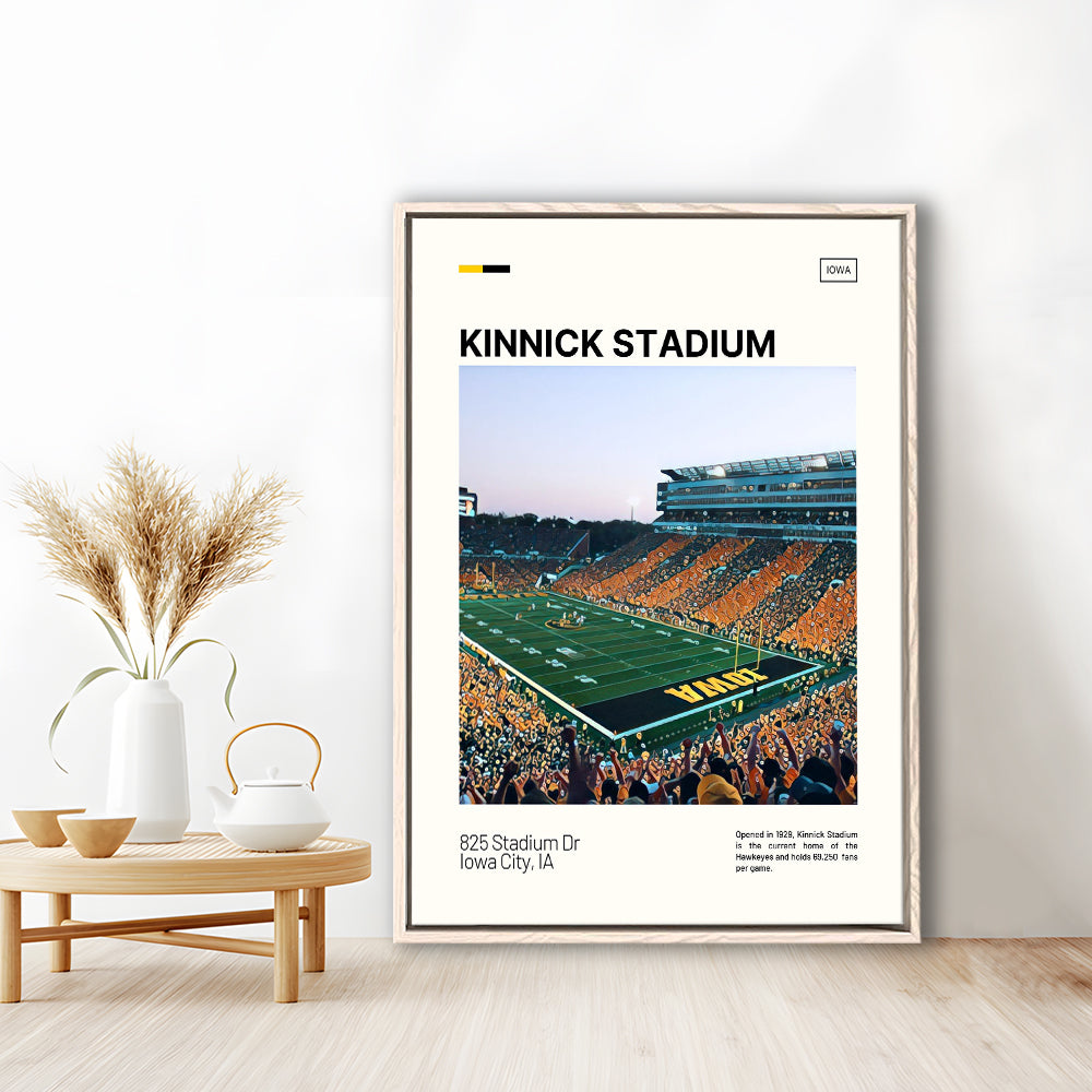 Kinnick Stadium Print, Iowa Hawkeyes Stadium Canvas Art, Man Cave Gift, Floating Framed Canvas Print Wall Art