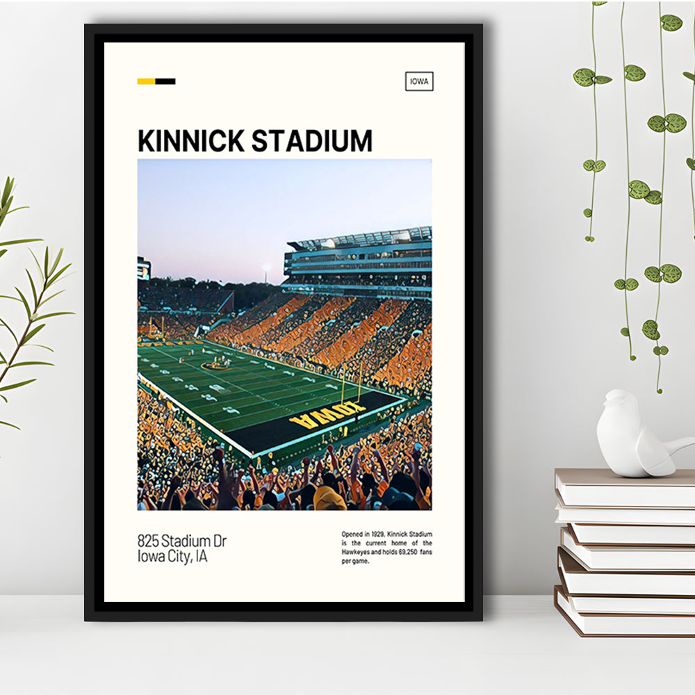 Kinnick Stadium Print, Iowa Hawkeyes Stadium Canvas Art, Man Cave Gift, Floating Framed Canvas Print Wall Art