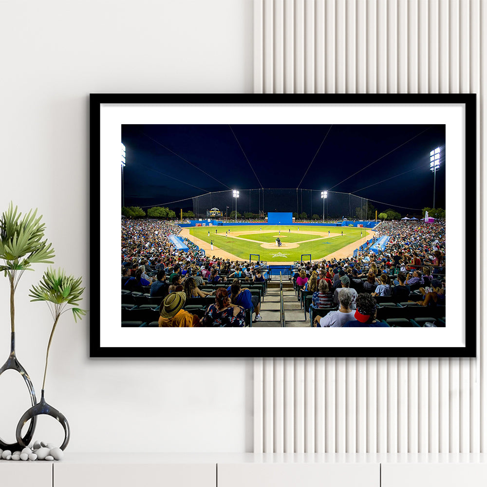 Kino Veterans Memorial Stadium, Stadium Canvas, Sport Art, Gift for him, White Border Framed Art Print Wall Decor