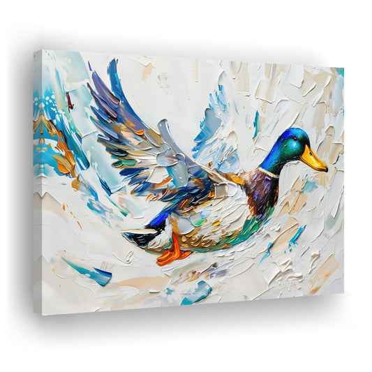 Knife PaintingMallard Duck Flying, Canvas Art Decor Print, Painting Art, Canvas Print Wall Art Home Decor