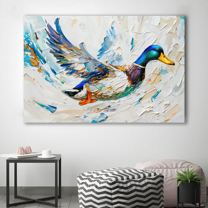 Knife PaintingMallard Duck Flying, Canvas Art Decor Print, Painting Art, Canvas Print Wall Art Home Decor