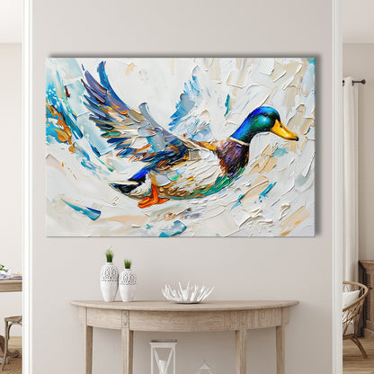 Knife PaintingMallard Duck Flying, Canvas Art Decor Print, Painting Art, Canvas Print Wall Art Home Decor