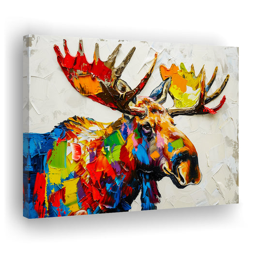 Knife Painting Colorful Moose Portrait, Canvas Art Decor Print, Painting Art, Canvas Print Wall Art Home Decor