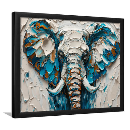 Knife Painting Elephant Portrait, Framed  Print, Painting Art, Framed Art Print Wall Decor, Framed Picture