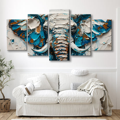 Knife Painting Elephant Portrait, Canvas Art Decor Print, Painting Art, Mixed Panels Canvas Print Wall Art