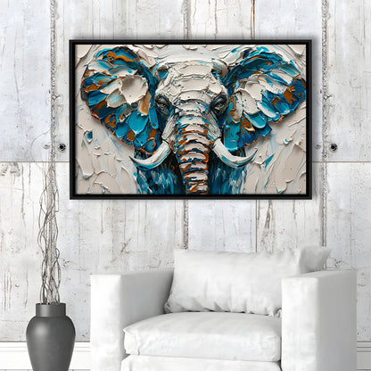 Knife Painting Elephant Portrait, Framed Canvas Print, Painting Art, Floating Framed Canvas Print Wall Art