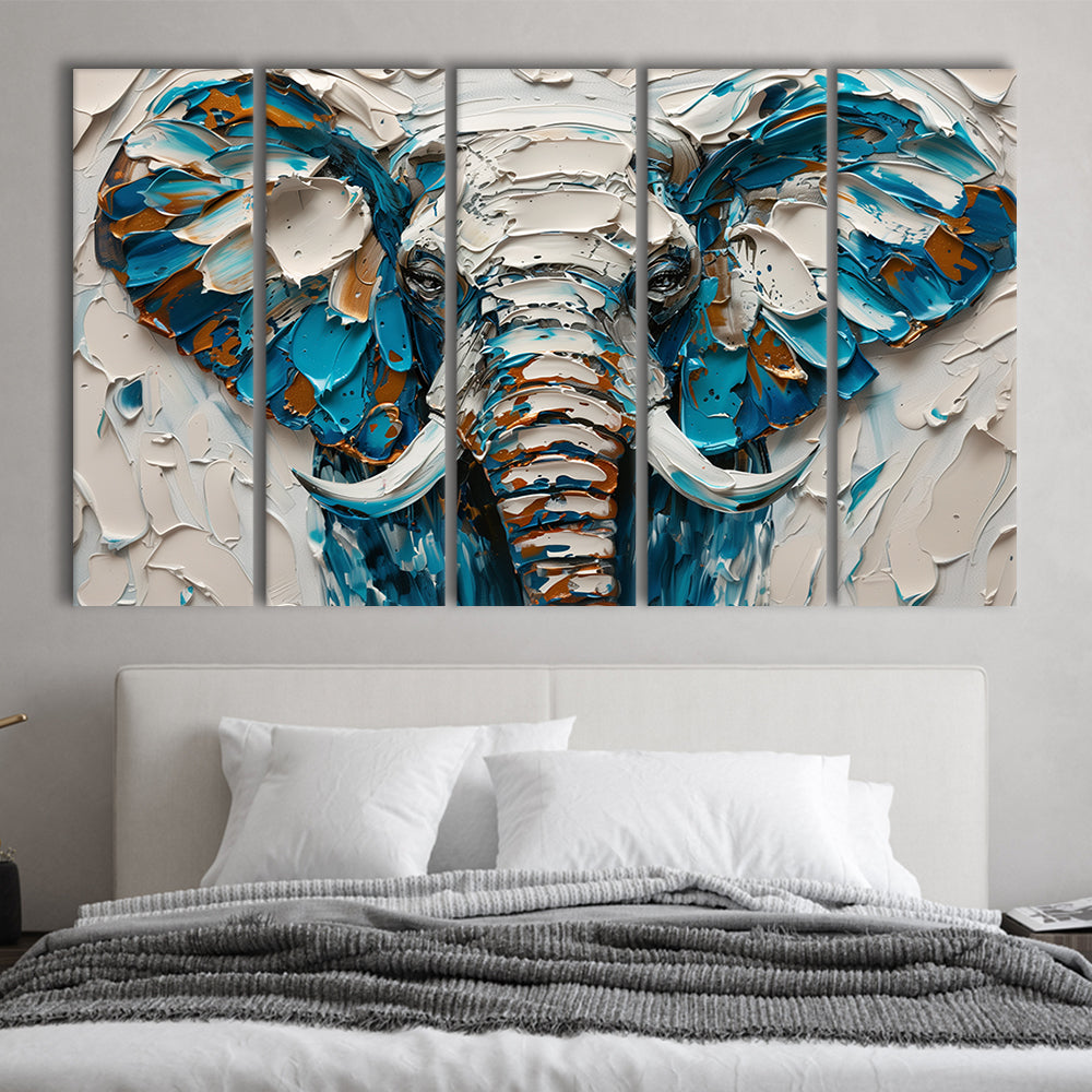 Knife Painting Elephant Portrait, Canvas Art Print, Painting Art, Multi Panels Canvas Print Wall Art