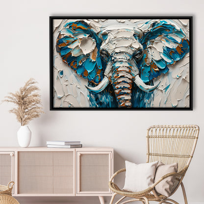 Knife Painting Elephant Portrait, Framed Canvas Print, Painting Art, Floating Framed Canvas Print Wall Art