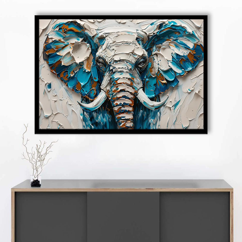 Knife Painting Elephant Portrait, Framed  Print, Painting Art, Framed Art Print Wall Decor, Framed Picture