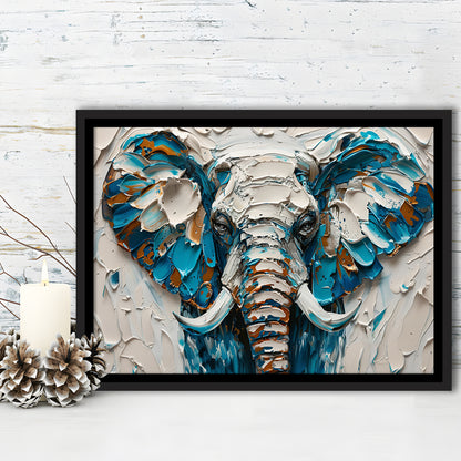 Knife Painting Elephant Portrait, Framed Canvas Print, Painting Art, Floating Framed Canvas Print Wall Art