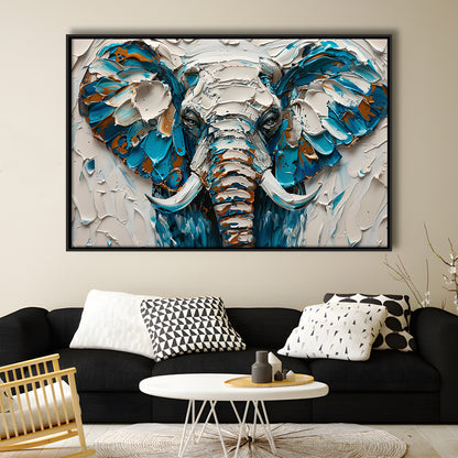Knife Painting Elephant Portrait, Framed Canvas Print, Painting Art, Floating Framed Canvas Print Wall Art
