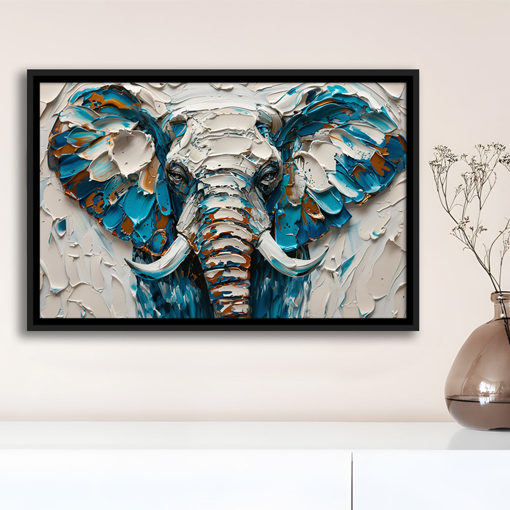 Knife Painting Elephant Portrait, Framed Canvas Print, Painting Art, Floating Framed Canvas Print Wall Art
