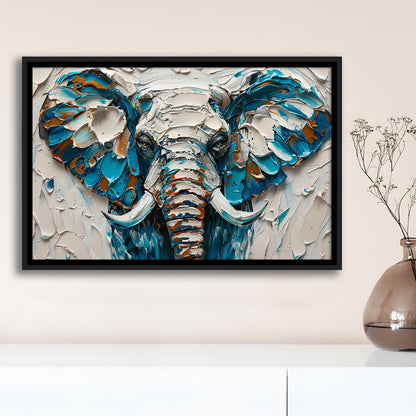 Knife Painting Elephant Portrait, Framed Canvas Print, Painting Art, Floating Framed Canvas Print Wall Art
