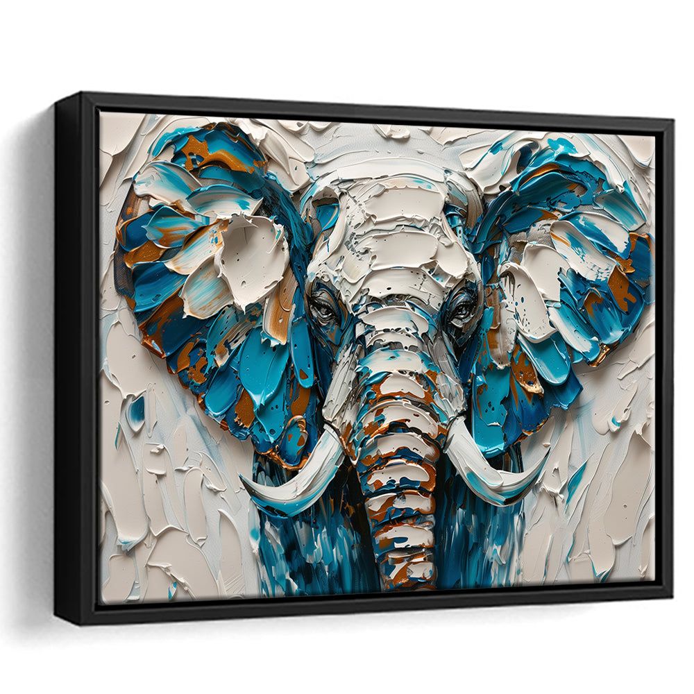 Knife Painting Elephant Portrait, Framed Canvas Print, Painting Art, Floating Framed Canvas Print Wall Art