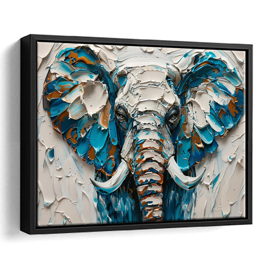 Knife Painting Elephant Portrait, Framed Canvas Print, Painting Art, Floating Framed Canvas Print Wall Art