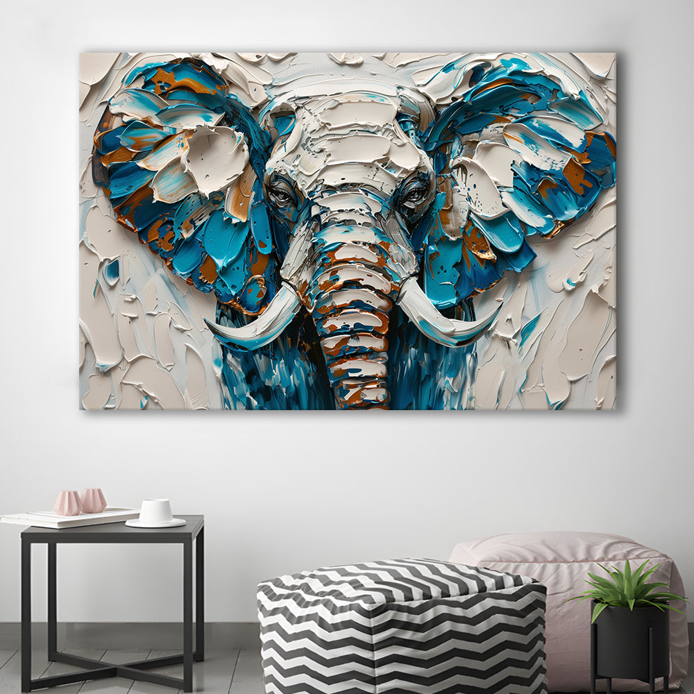 Knife Painting Elephant Portrait, Canvas Art Decor Print, Painting Art, Canvas Print Wall Art Home Decor